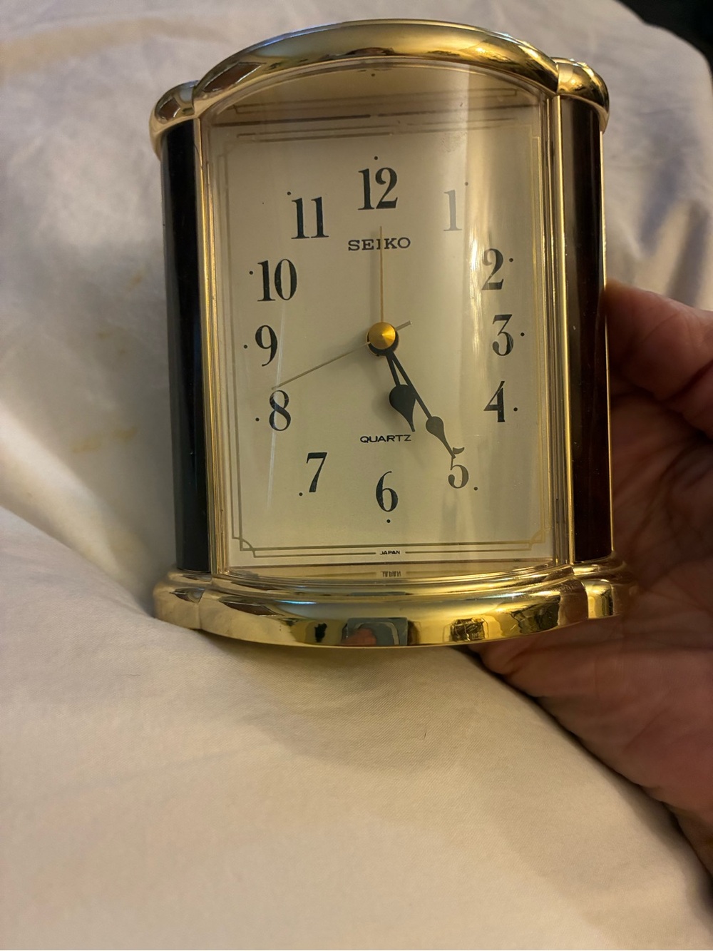 Seiko Gold and Black Desk Clock vintage